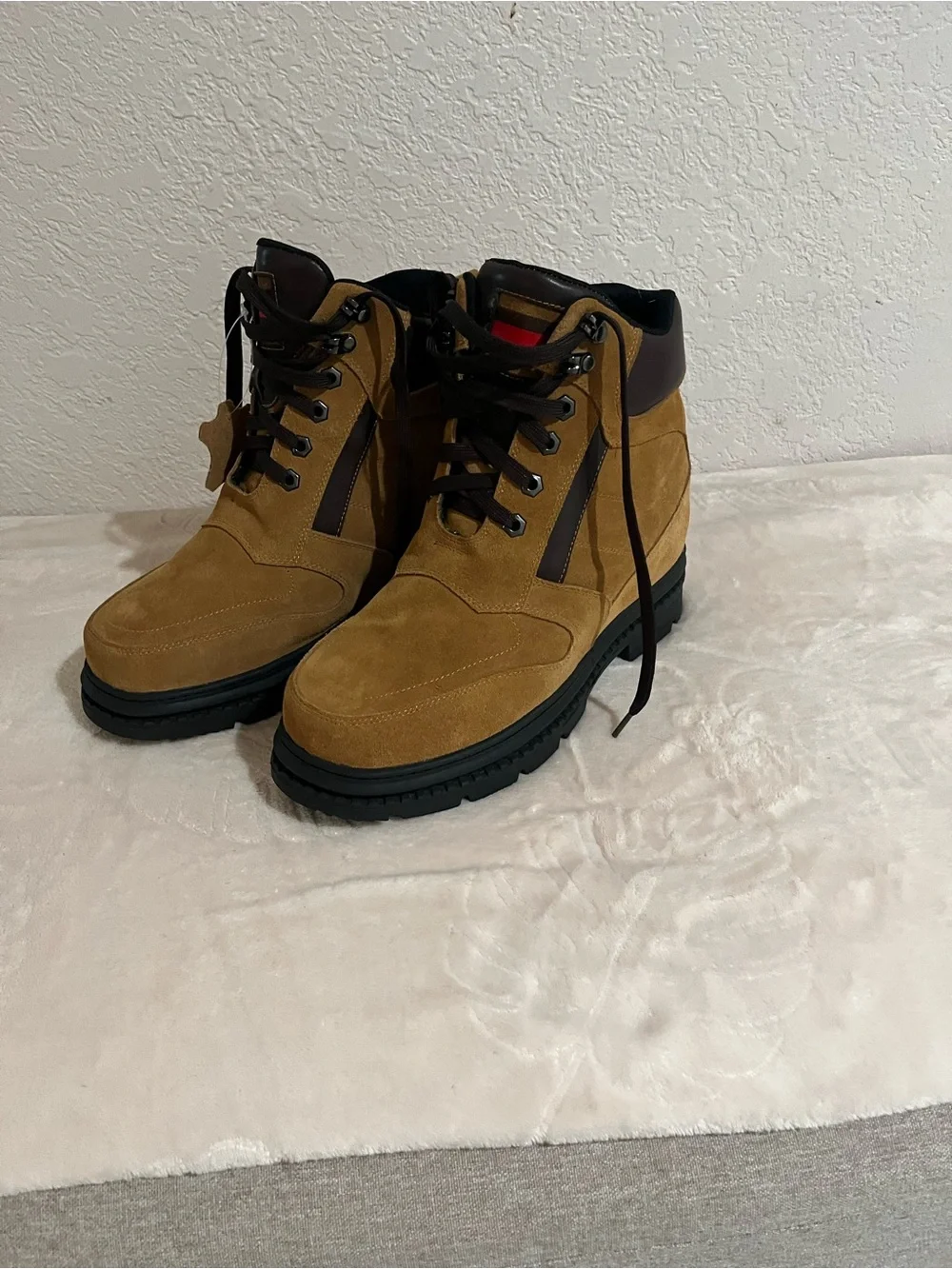 Men's Calden Tan Suede Lace-Up Heightening Work Boots